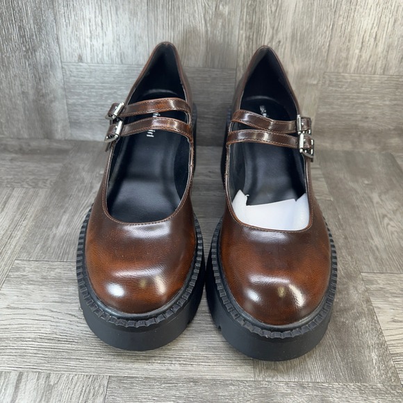 Madden Girl Mary Jane Shoes Womens 9.5 Brown Like New Platform Lug Sole Chunky - Picture 3 of 9